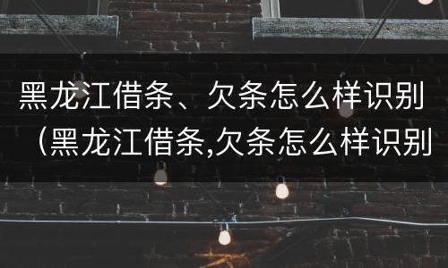 黑龙江借条、欠条怎么样识别（黑龙江借条,欠条怎么样识别真伪）