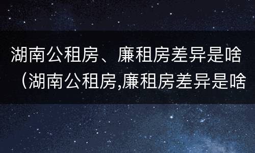 湖南公租房、廉租房差异是啥（湖南公租房,廉租房差异是啥原因）