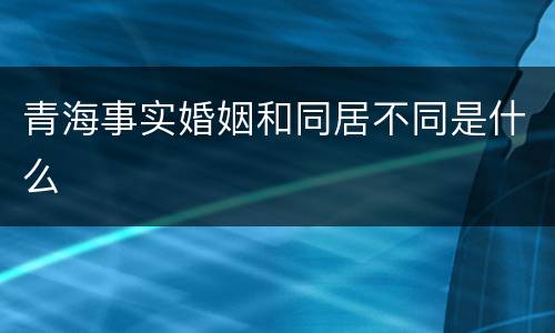 青海事实婚姻和同居不同是什么