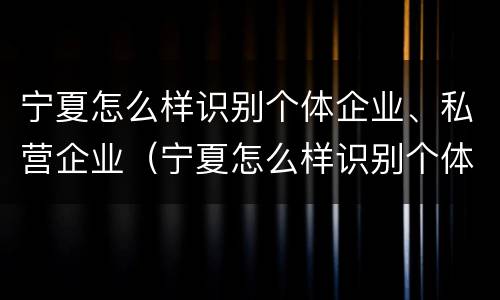宁夏怎么样识别个体企业、私营企业（宁夏怎么样识别个体企业,私营企业名录）