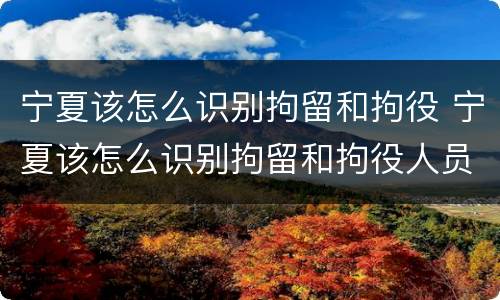 宁夏该怎么识别拘留和拘役 宁夏该怎么识别拘留和拘役人员