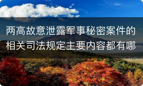 两高故意泄露军事秘密案件的相关司法规定主要内容都有哪些