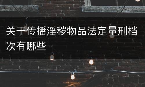 关于传播淫秽物品法定量刑档次有哪些