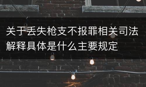 关于丢失枪支不报罪相关司法解释具体是什么主要规定