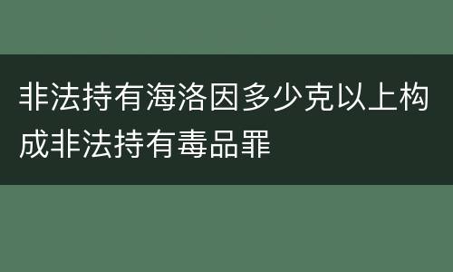 非法持有海洛因多少克以上构成非法持有毒品罪