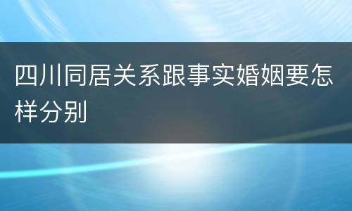 四川同居关系跟事实婚姻要怎样分别