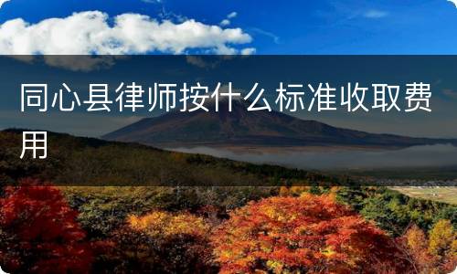同心县律师按什么标准收取费用