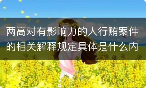 两高对有影响力的人行贿案件的相关解释规定具体是什么内容