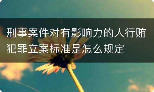 刑事案件对有影响力的人行贿犯罪立案标准是怎么规定