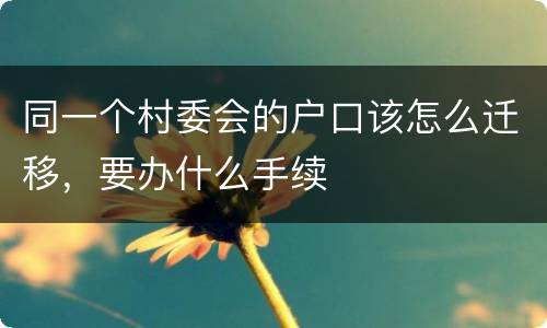 同一个村委会的户口该怎么迁移，要办什么手续