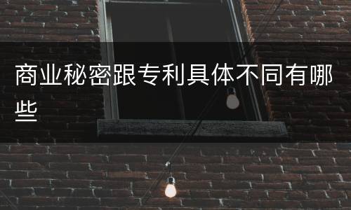 商业秘密跟专利具体不同有哪些