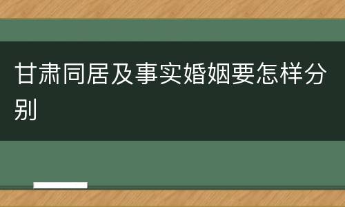 甘肃同居及事实婚姻要怎样分别