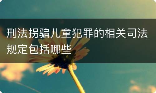 刑法拐骗儿童犯罪的相关司法规定包括哪些