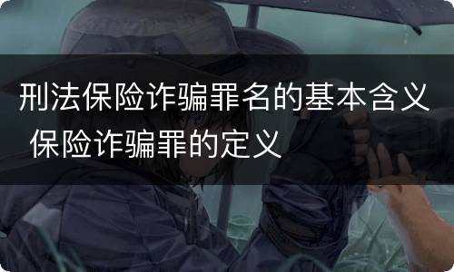 刑法保险诈骗罪名的基本含义 保险诈骗罪的定义