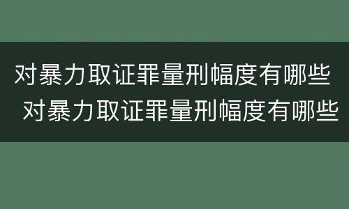 对暴力取证罪量刑幅度有哪些 对暴力取证罪量刑幅度有哪些规定
