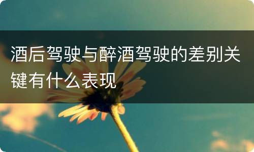 酒后驾驶与醉酒驾驶的差别关键有什么表现