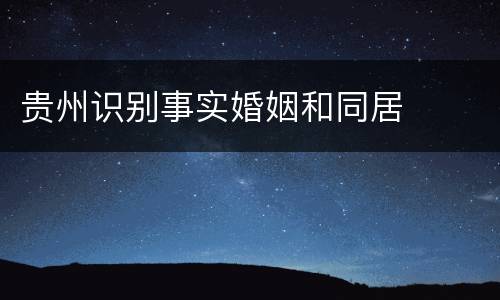贵州识别事实婚姻和同居
