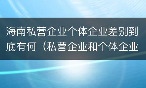海南私营企业个体企业差别到底有何（私营企业和个体企业有什么区别）