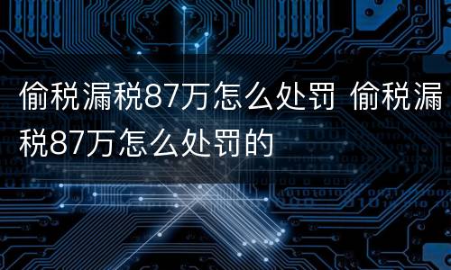偷税漏税87万怎么处罚 偷税漏税87万怎么处罚的
