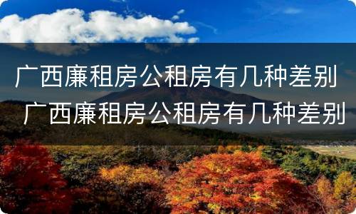 广西廉租房公租房有几种差别 广西廉租房公租房有几种差别