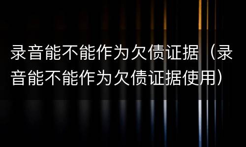 录音能不能作为欠债证据（录音能不能作为欠债证据使用）