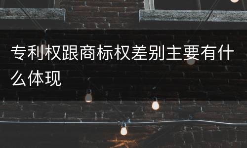 专利权跟商标权差别主要有什么体现