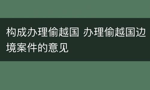 构成办理偷越国 办理偷越国边境案件的意见