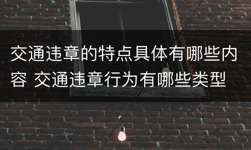 交通违章的特点具体有哪些内容 交通违章行为有哪些类型