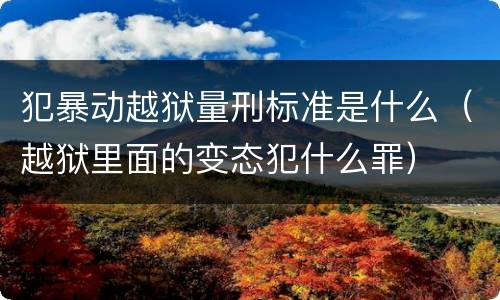 犯暴动越狱量刑标准是什么（越狱里面的变态犯什么罪）