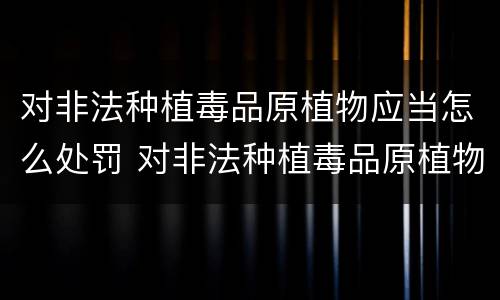 对非法种植毒品原植物应当怎么处罚 对非法种植毒品原植物经公安机关处理后又种植