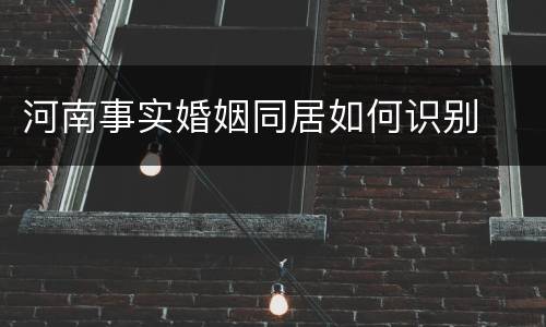 河南事实婚姻同居如何识别