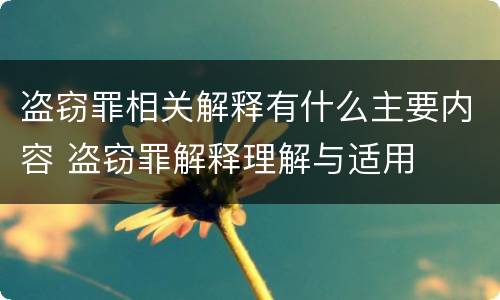 盗窃罪相关解释有什么主要内容 盗窃罪解释理解与适用