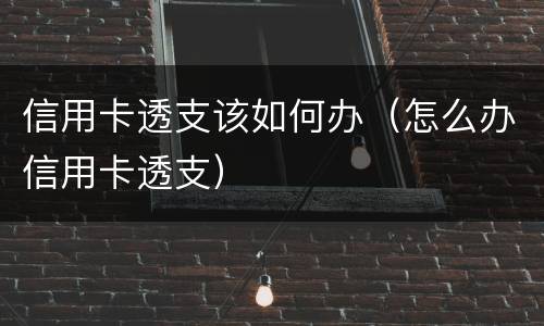 信用卡透支该如何办（怎么办信用卡透支）