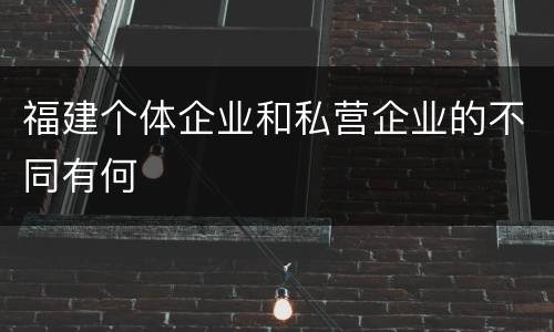 福建个体企业和私营企业的不同有何
