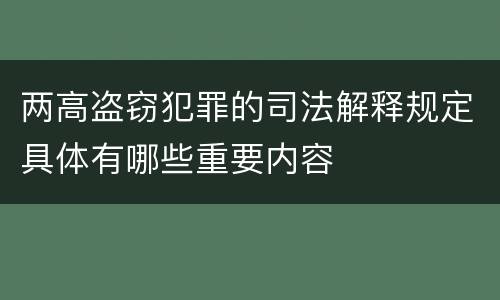 两高盗窃犯罪的司法解释规定具体有哪些重要内容