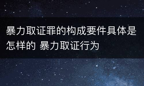 暴力取证罪的构成要件具体是怎样的 暴力取证行为