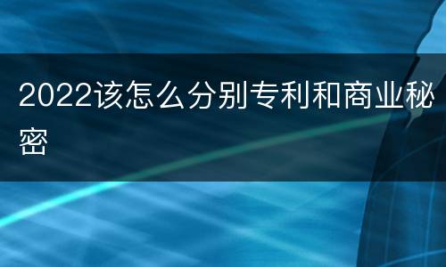 2022该怎么分别专利和商业秘密