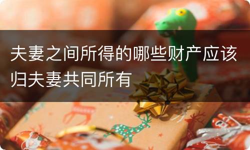 夫妻之间所得的哪些财产应该归夫妻共同所有