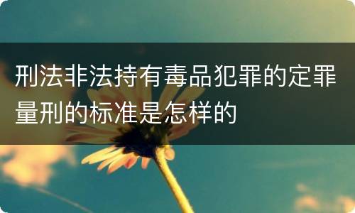 刑法非法持有毒品犯罪的定罪量刑的标准是怎样的