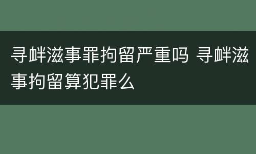 寻衅滋事罪拘留严重吗 寻衅滋事拘留算犯罪么