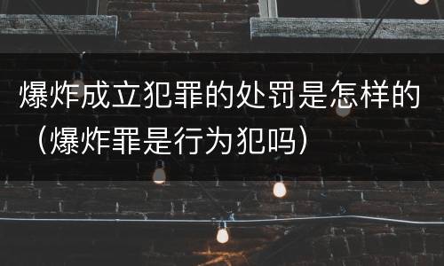 爆炸成立犯罪的处罚是怎样的（爆炸罪是行为犯吗）