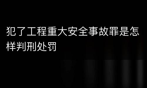 犯了工程重大安全事故罪是怎样判刑处罚