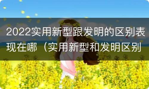 2022实用新型跟发明的区别表现在哪（实用新型和发明区别）