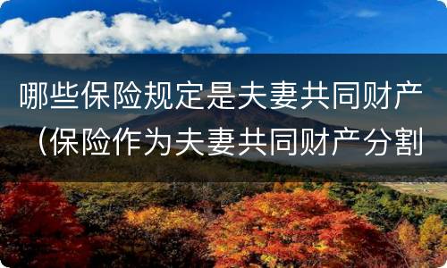 哪些保险规定是夫妻共同财产（保险作为夫妻共同财产分割）