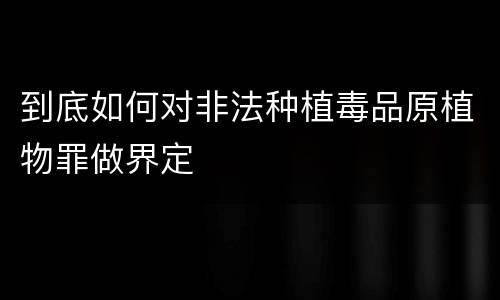 到底如何对非法种植毒品原植物罪做界定