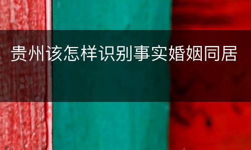 贵州该怎样识别事实婚姻同居
