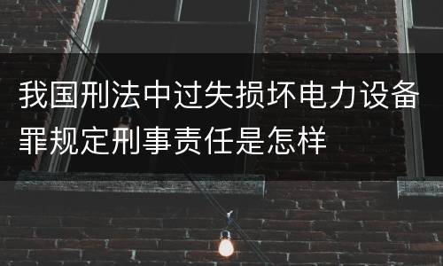 我国刑法中过失损坏电力设备罪规定刑事责任是怎样