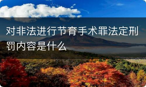 对非法进行节育手术罪法定刑罚内容是什么