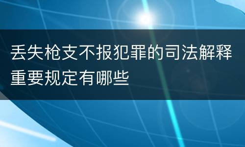 丢失枪支不报犯罪的司法解释重要规定有哪些