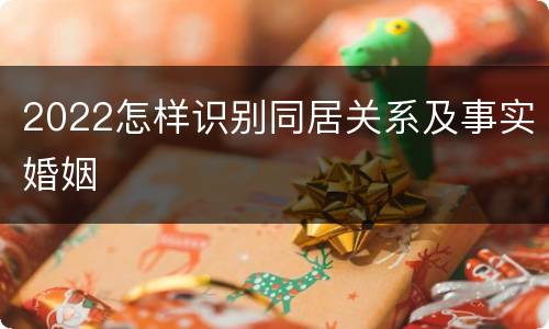 2022怎样识别同居关系及事实婚姻